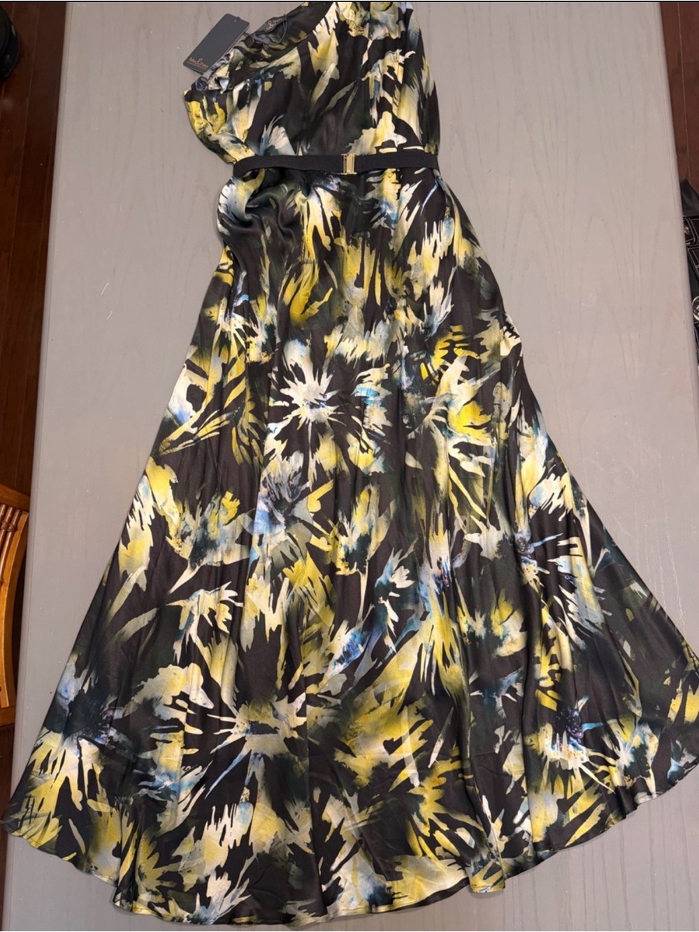 NWT Me & Thee Silk Blend One Shoulder Floral Maxi Dress US 4